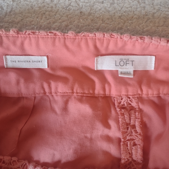 Ann Taylor loft peach crochet lace tiered shorts SZ 6 - Picture 4 of 4